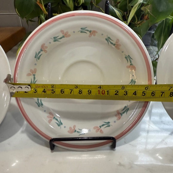 Set of 3 Vintage Tienshan Peachtree Stoneware Saucer Plates - 6 inches - Picture 10 of 10